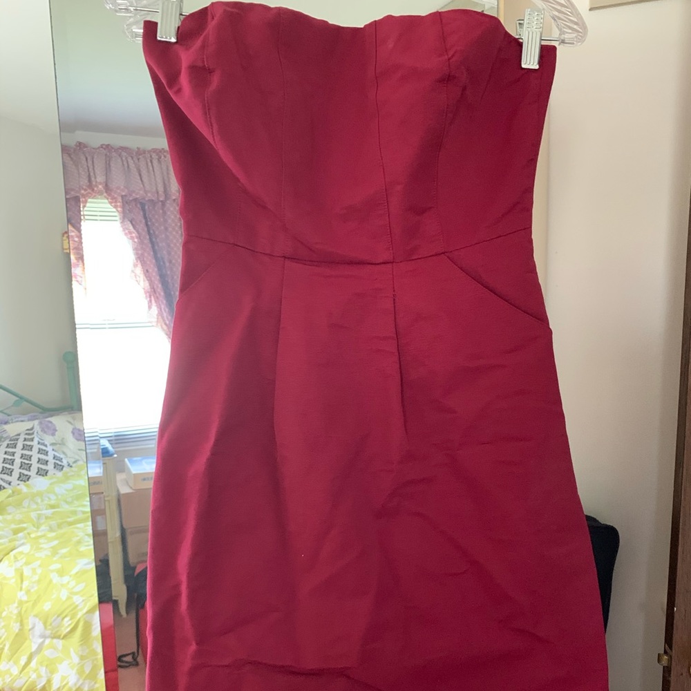 Red strapless dress with bra support and… POCKETS 🥰🤗💕